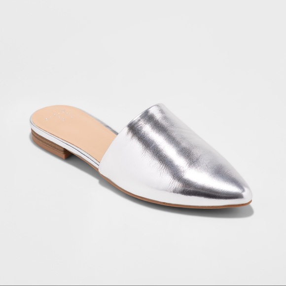 a new day Shoes - A New Day Silver Metallic Slip Mule Shoe 9.5 NWT